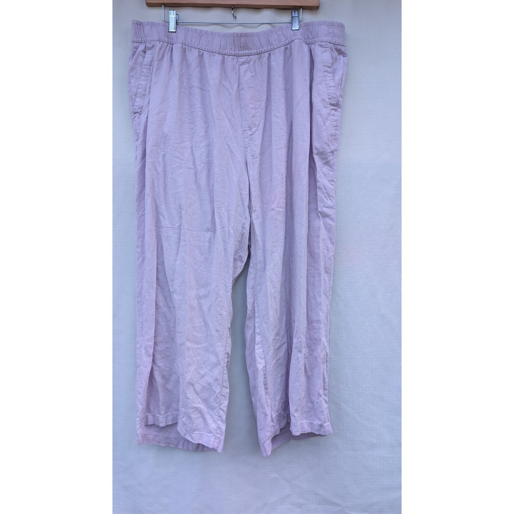 Old Navy Women 3X Dusky Lavender Linen Blend High-Rise Wide-Leg Pants 560834-04